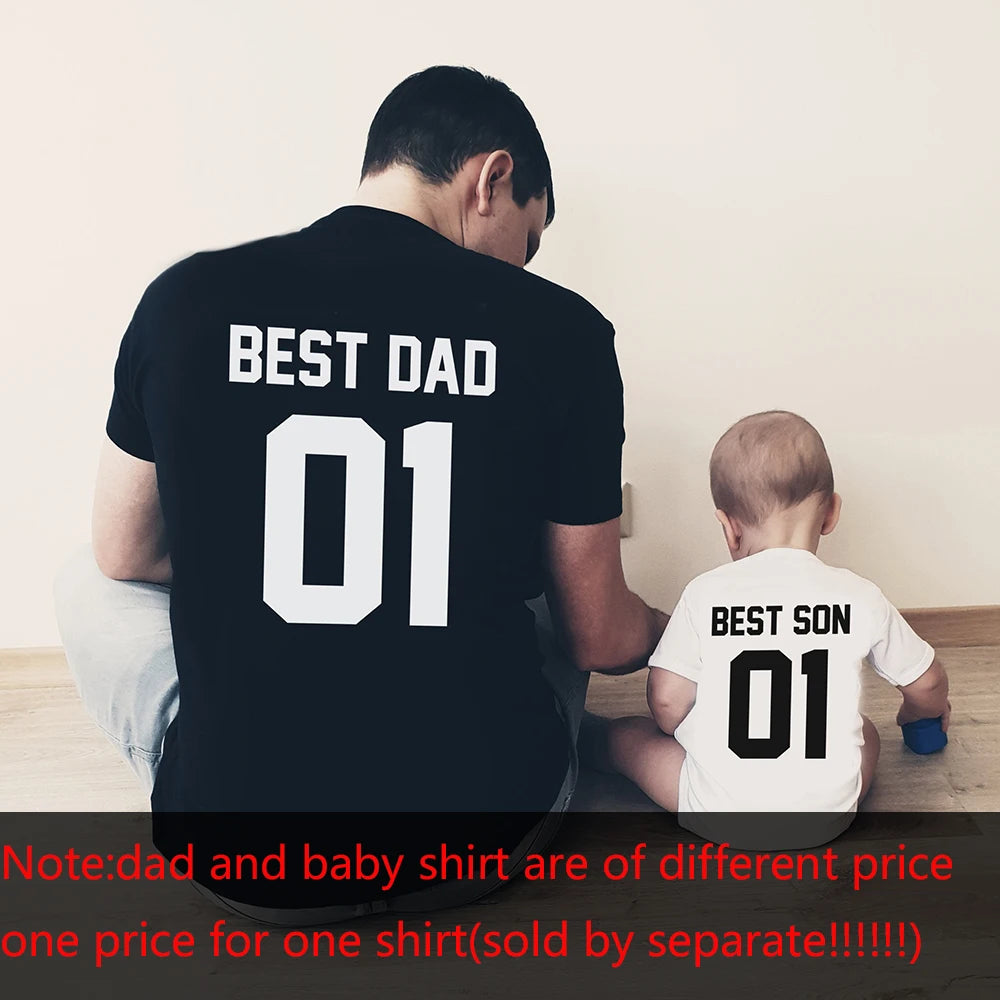 Best Dad Best Son Shirts Dad and Son Matching T-Shirts Father and Son Ropa Baby Romper Matching Family Shirts Drop Ship